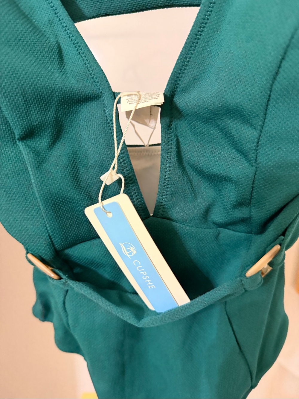 Cupshe Teal Plunge One-Piece with Side Ring Accents